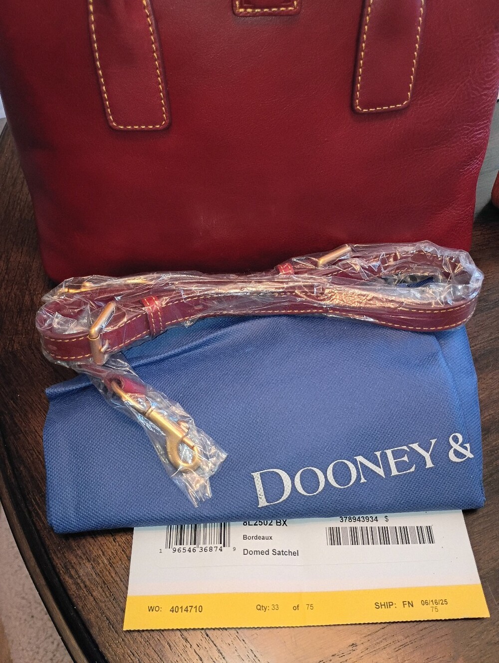 Dooney domed Florentine satchel in Bordeaux - Picture 3 of 17